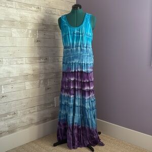 FRESH FX 100% Cotton Tie Dye Sleeveless Maxi Dress